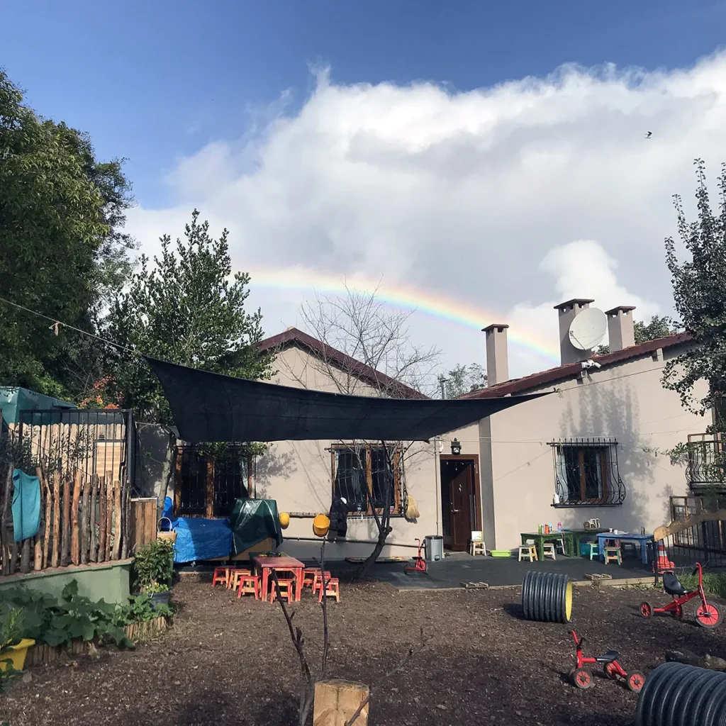 Blick auf den hintern Kindergarten