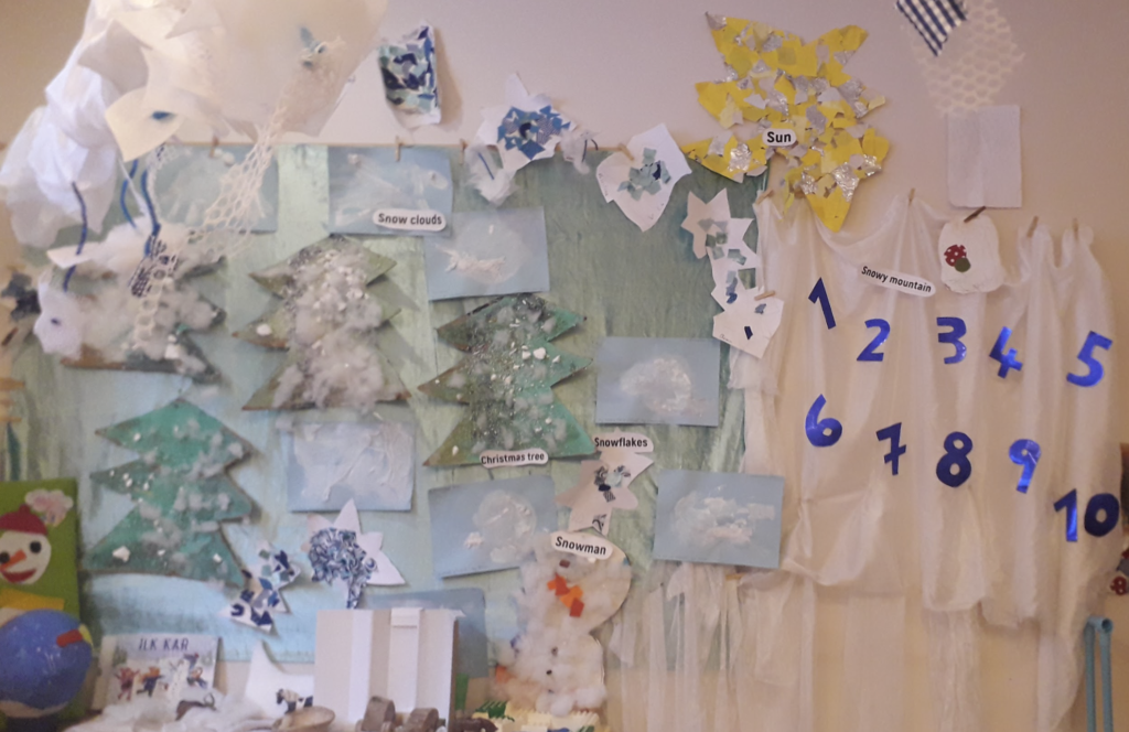 Das Winterdisplay im Gruppenraum